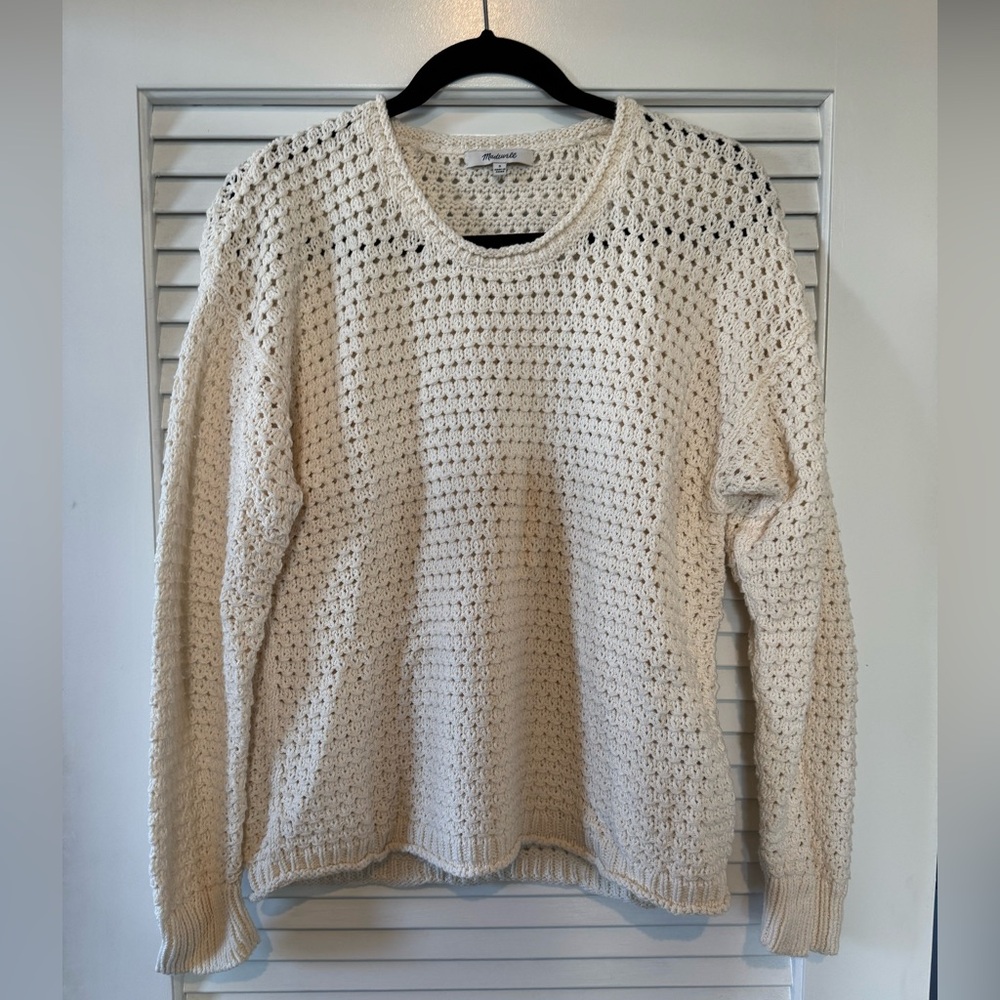 Madewell Small Cream Fisherman Knit Sweater Women’s